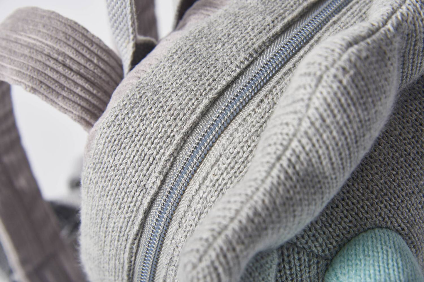 Mochila infantil algodón dinosaurio gris y azul