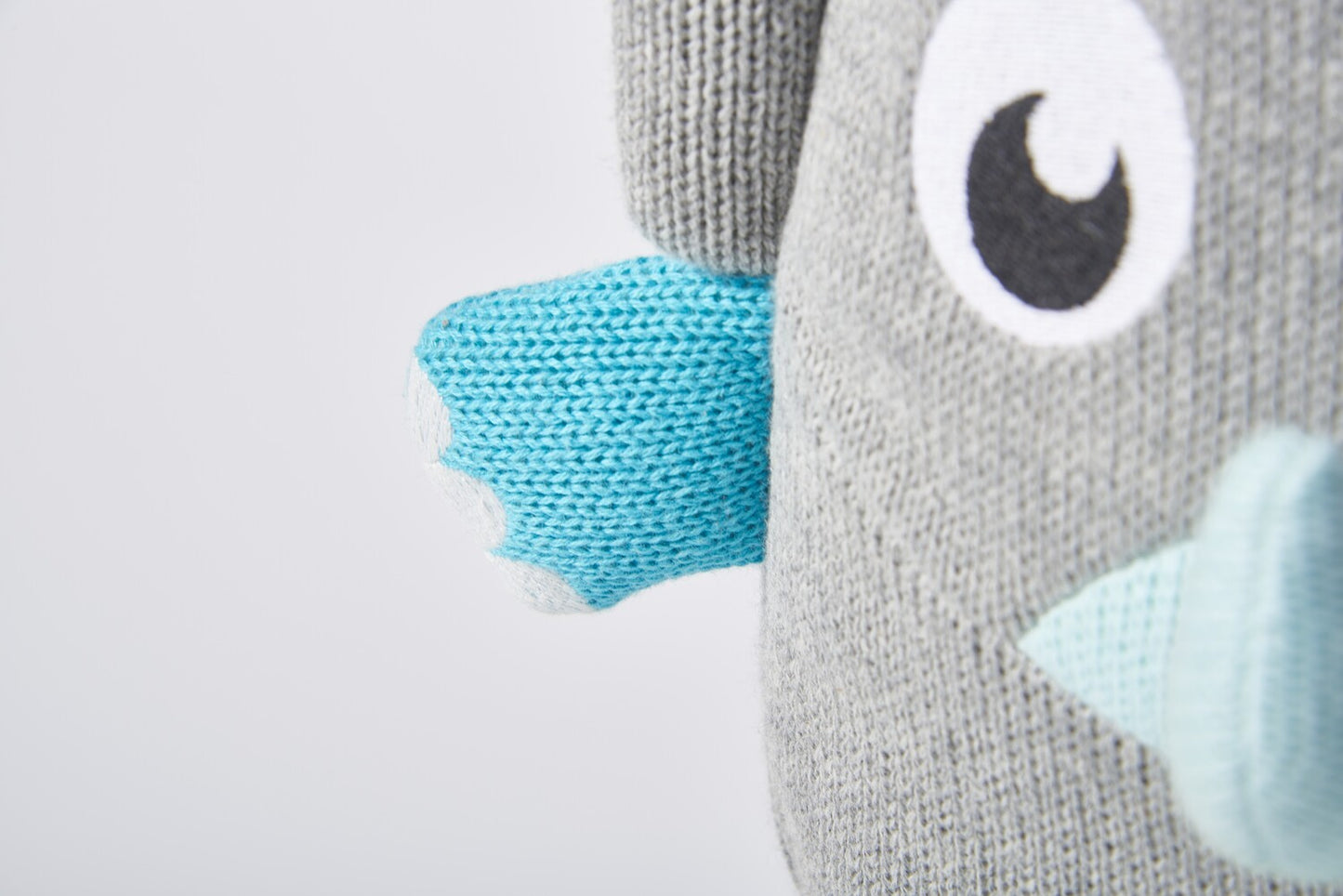 Mochila infantil algodón dinosaurio gris y azul