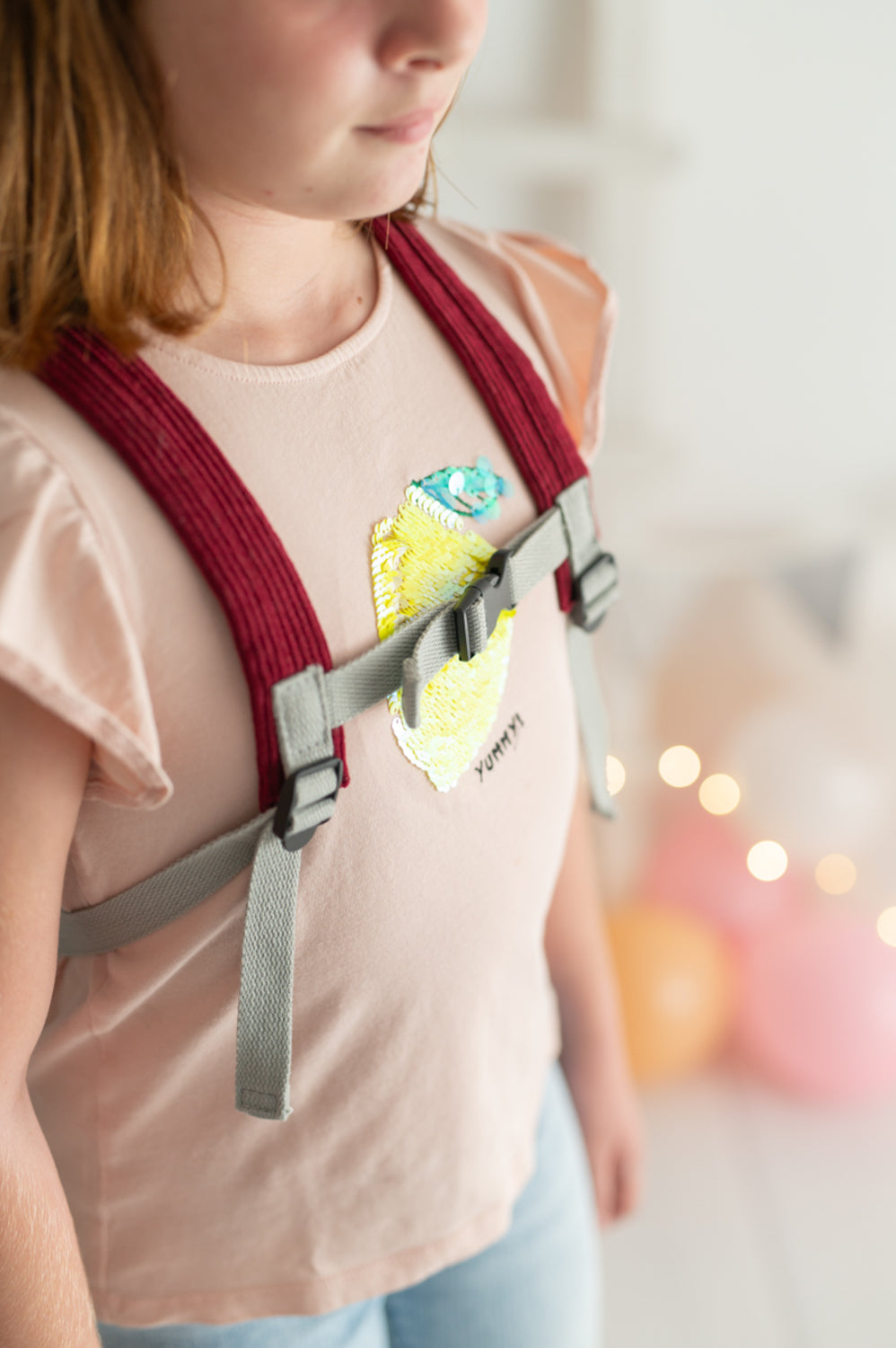 Mochila infantil algodón araña gris y blanca