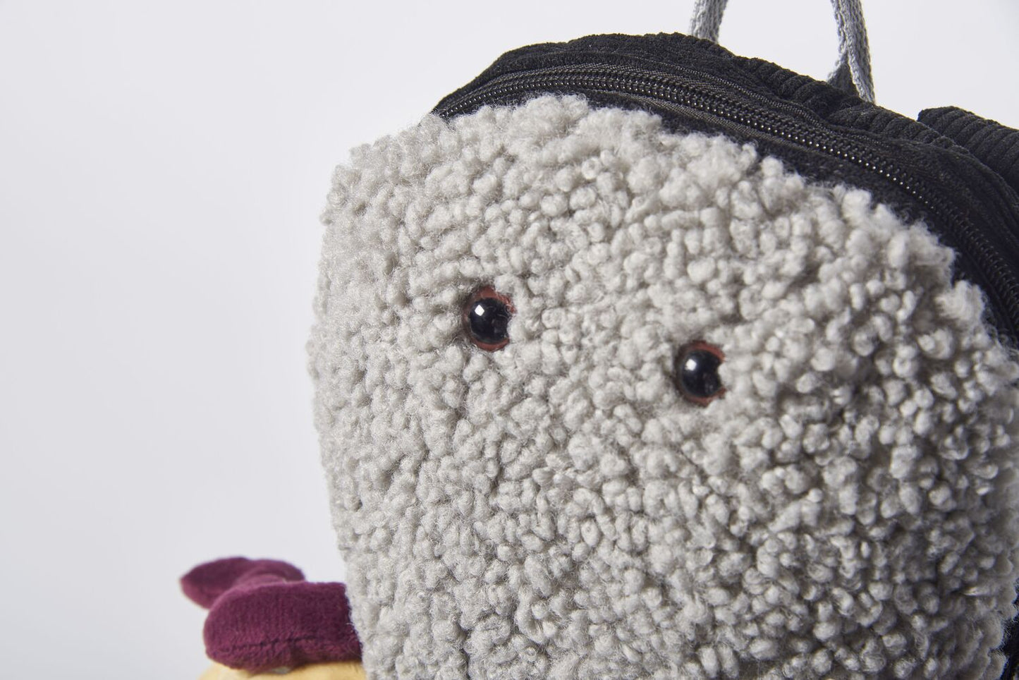 Mochila infantil algodón araña gris y blanca