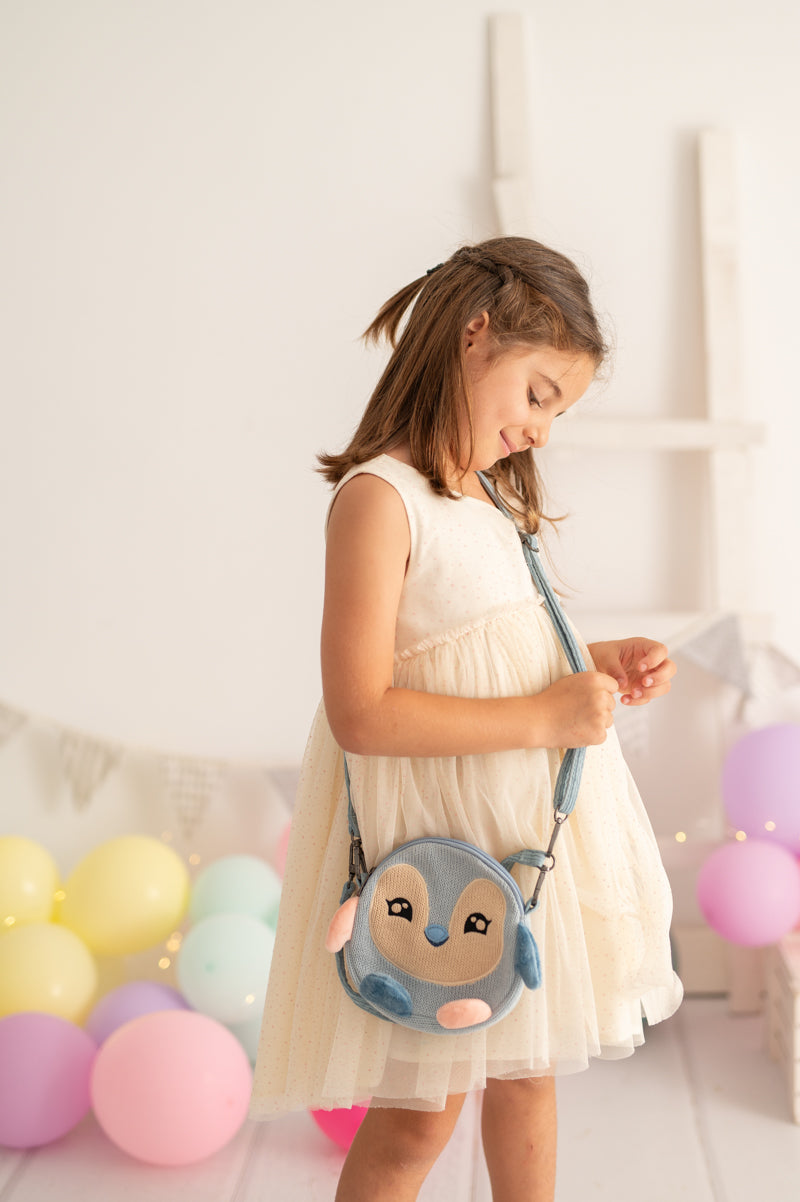 Bolso infantil pingüino azul