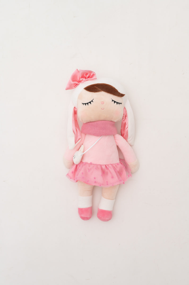 Muñeca infantil tela peluche conejo rosa