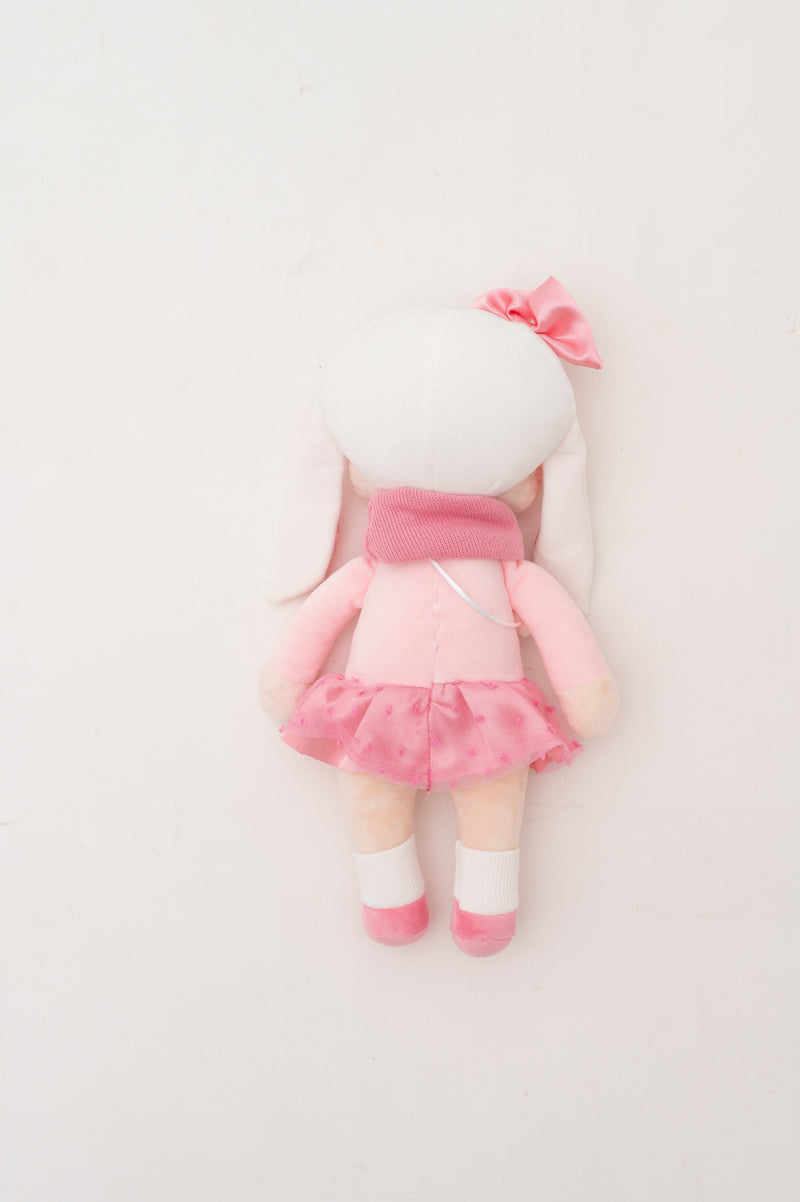 Muñeca infantil tela peluche conejo rosa