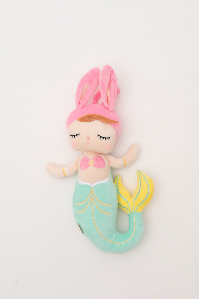 Muñeca infantil tela peluche sirena verde