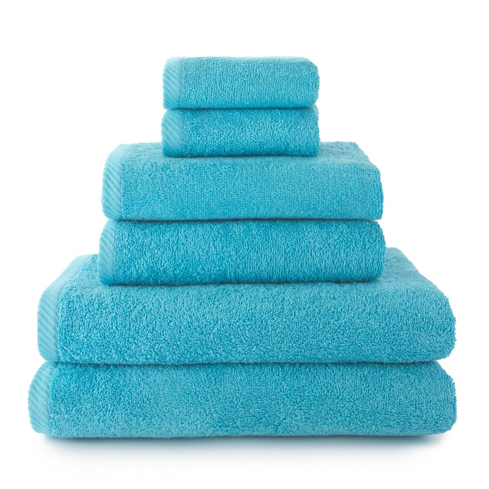 Set 6 Toallas piezas: 2 bidet + 2 manos + 2 baño color aguamar