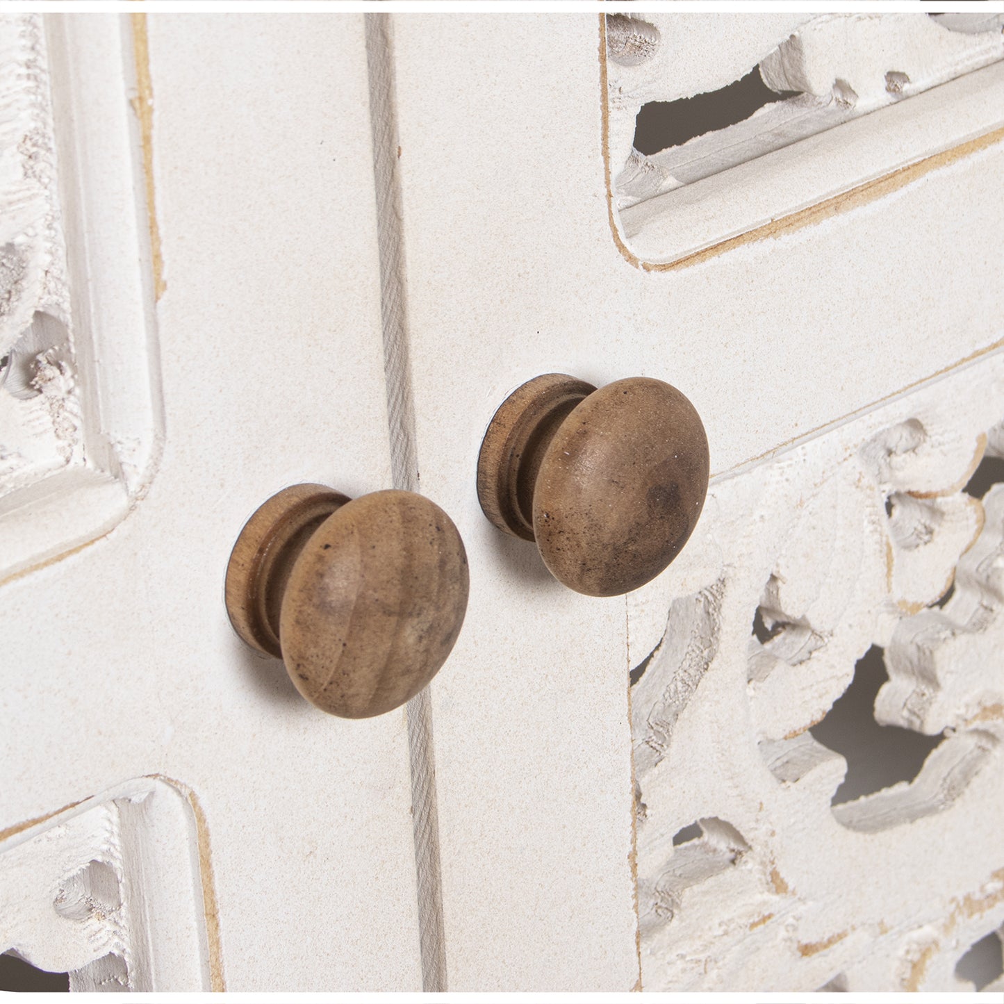 ARMARIO MADERA C/2 PUERTAS +2 CAJONES TALLADO BLANCO ENVEJEC