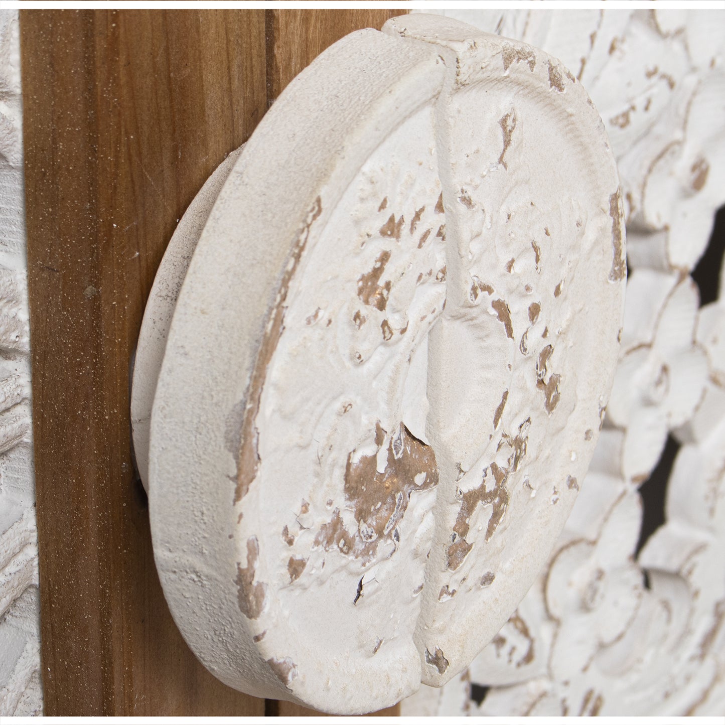 MUEBLE ENTRADA MADERA C/2 PUER TAS TALLADAS NATURAL/BLANCO