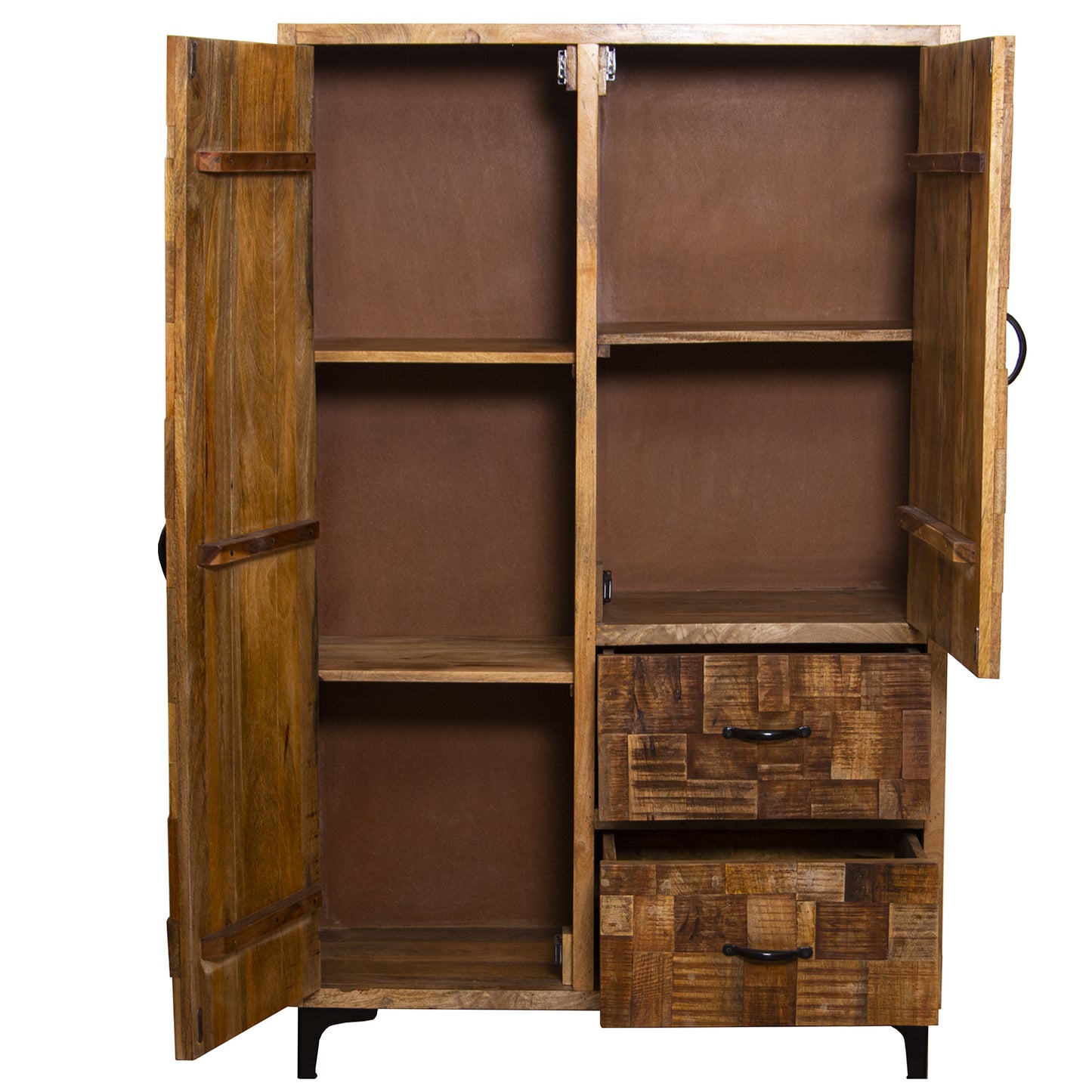 ARMARIO 2 PUERTAS+2 CAJONES MA DERA MANGO NATURAL