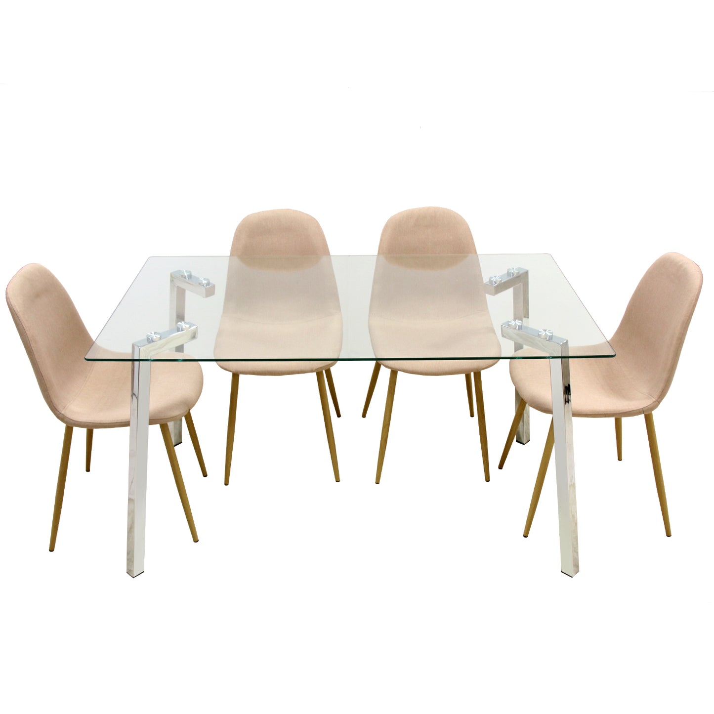 MESA COMEDOR METAL/CRISTAL+909 77: PATAS: ACERO INOX.