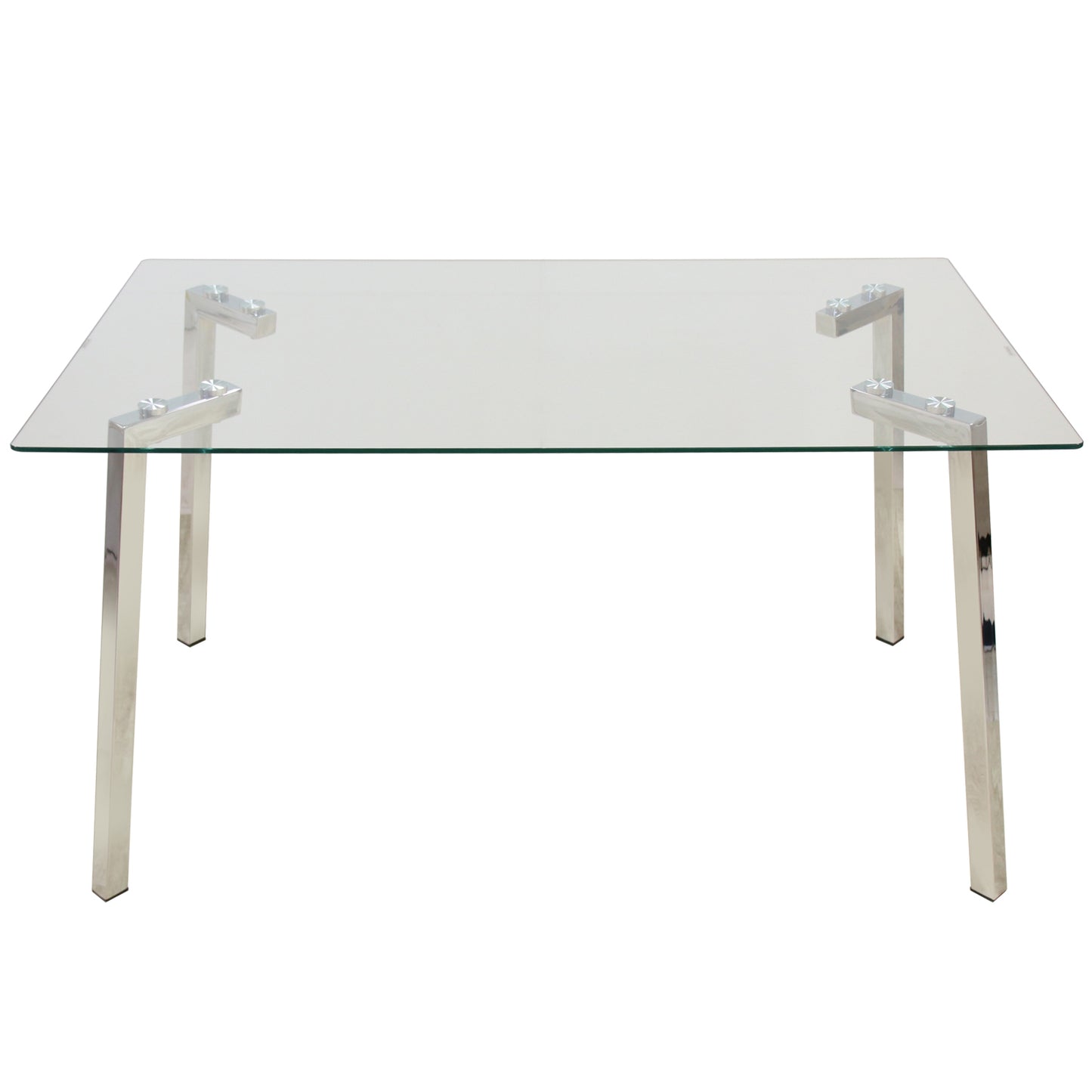 MESA COMEDOR METAL/CRISTAL+909 77: PATAS: ACERO INOX.