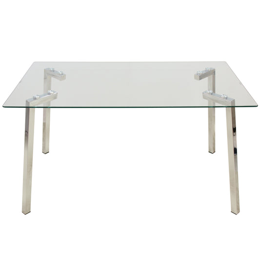 MESA COMEDOR METAL/CRISTAL+909 77: PATAS: ACERO INOX.