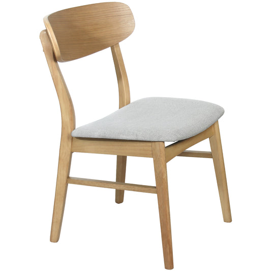 SILLA MADERA TAPIZADO TELA GRI S: MADERA COLOR ROBLE