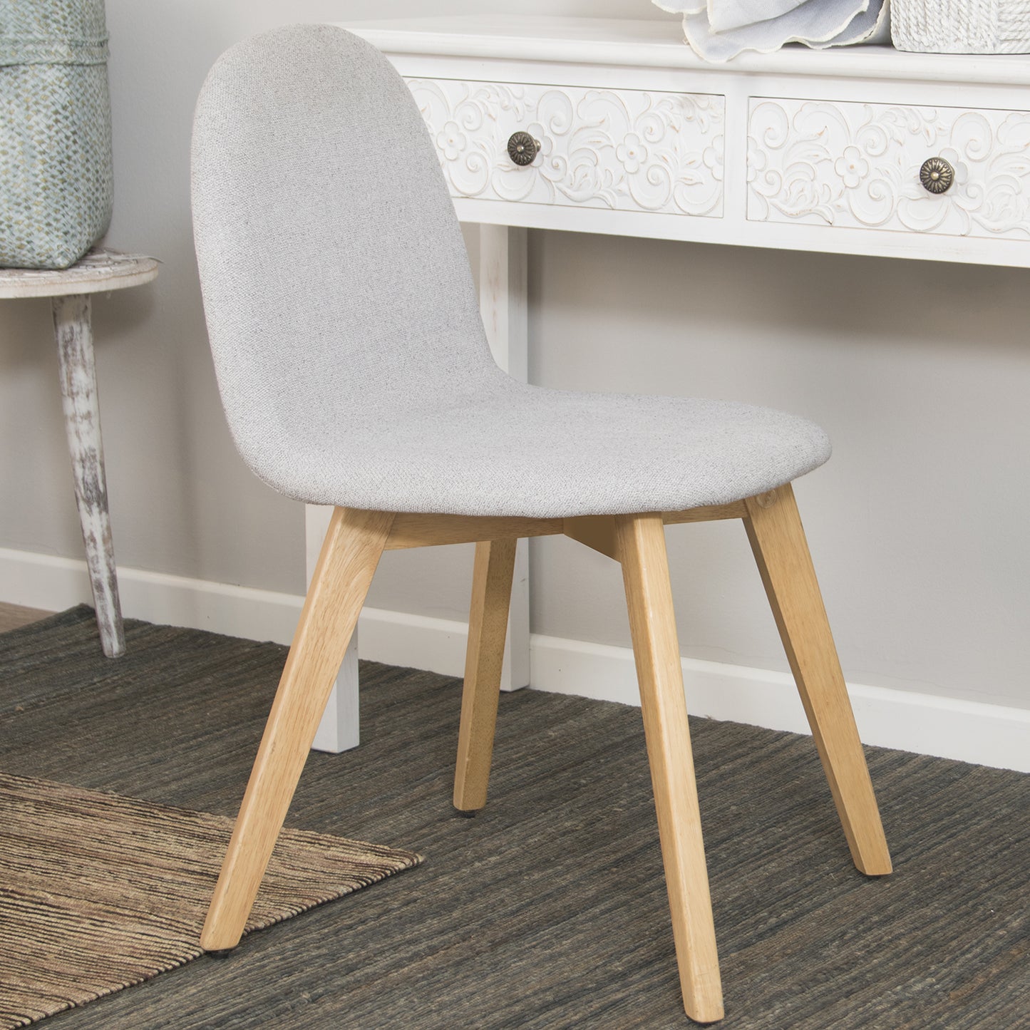 SILLA COMEDOR MADERA COLOR ROB LE TELA BEIGE