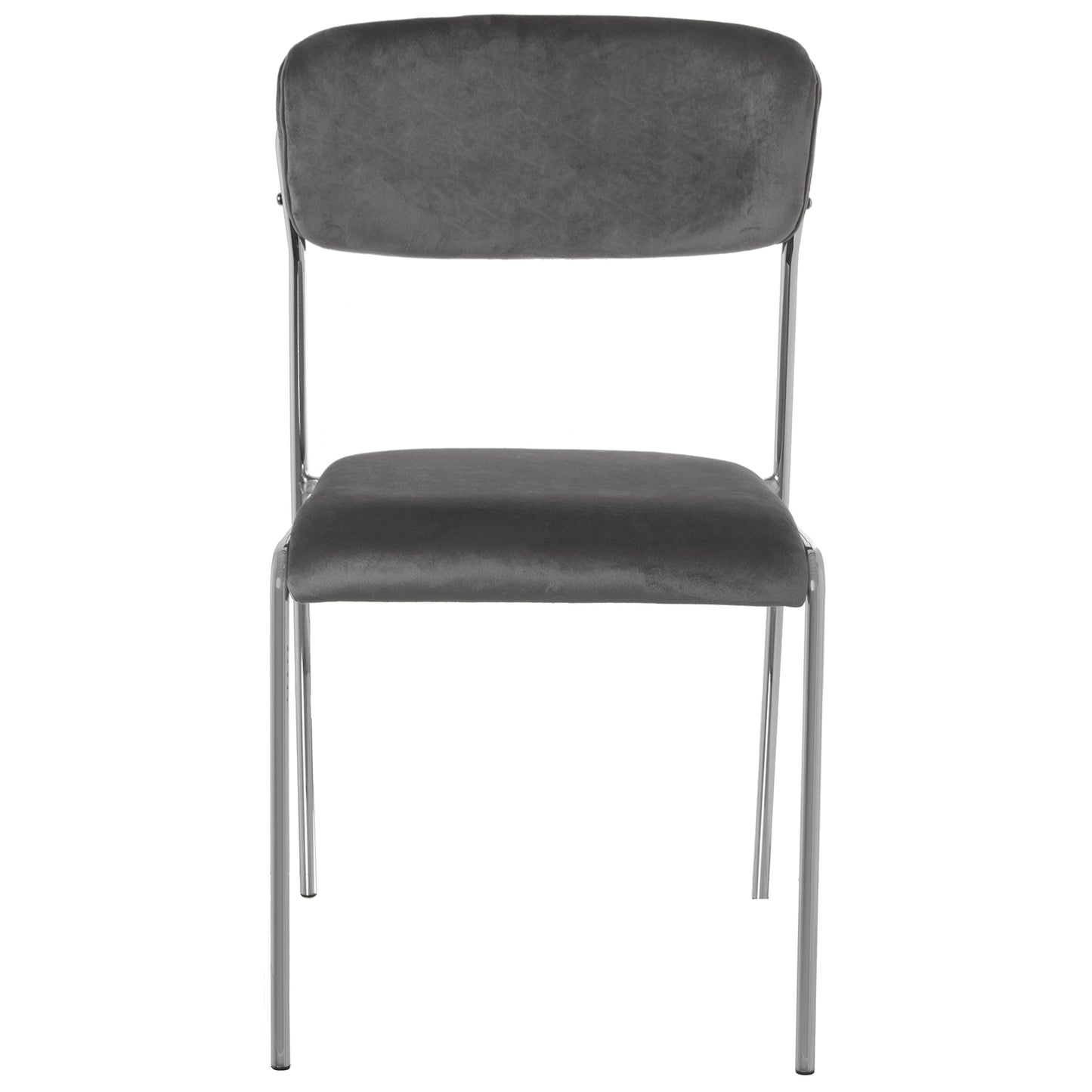 SILLA TERCIOPELO GRIS PATAS ME TAL CROMADO