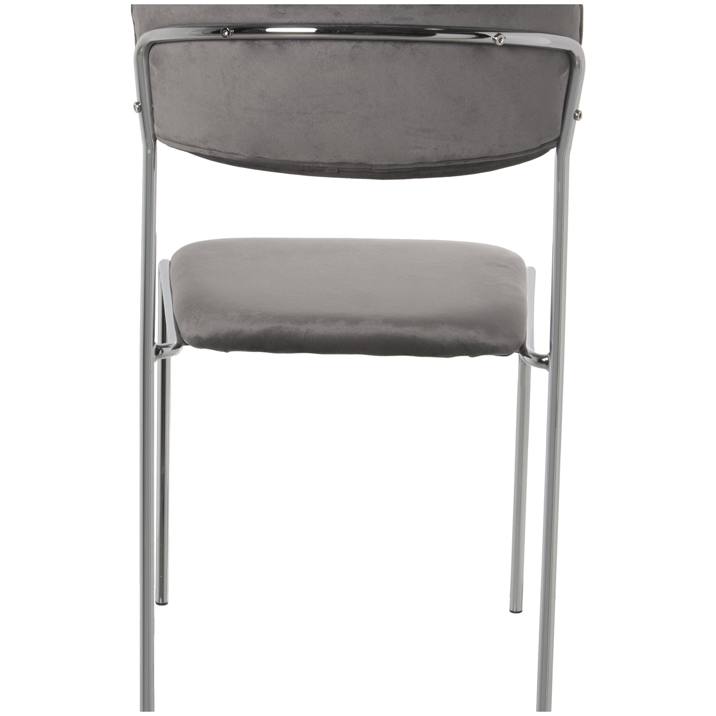 SILLA TERCIOPELO GRIS PATAS ME TAL CROMADO