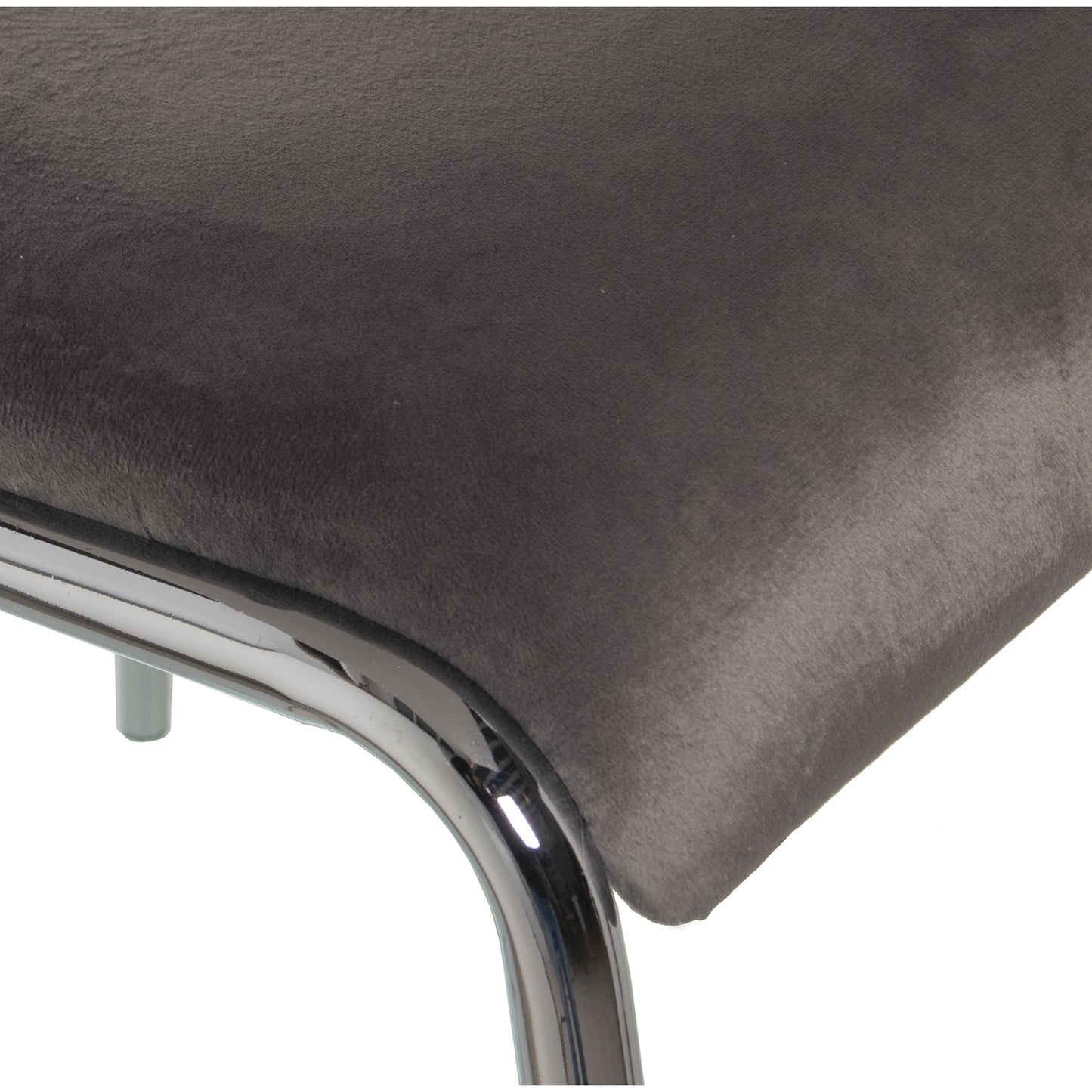 SILLA TERCIOPELO GRIS PATAS ME TAL CROMADO