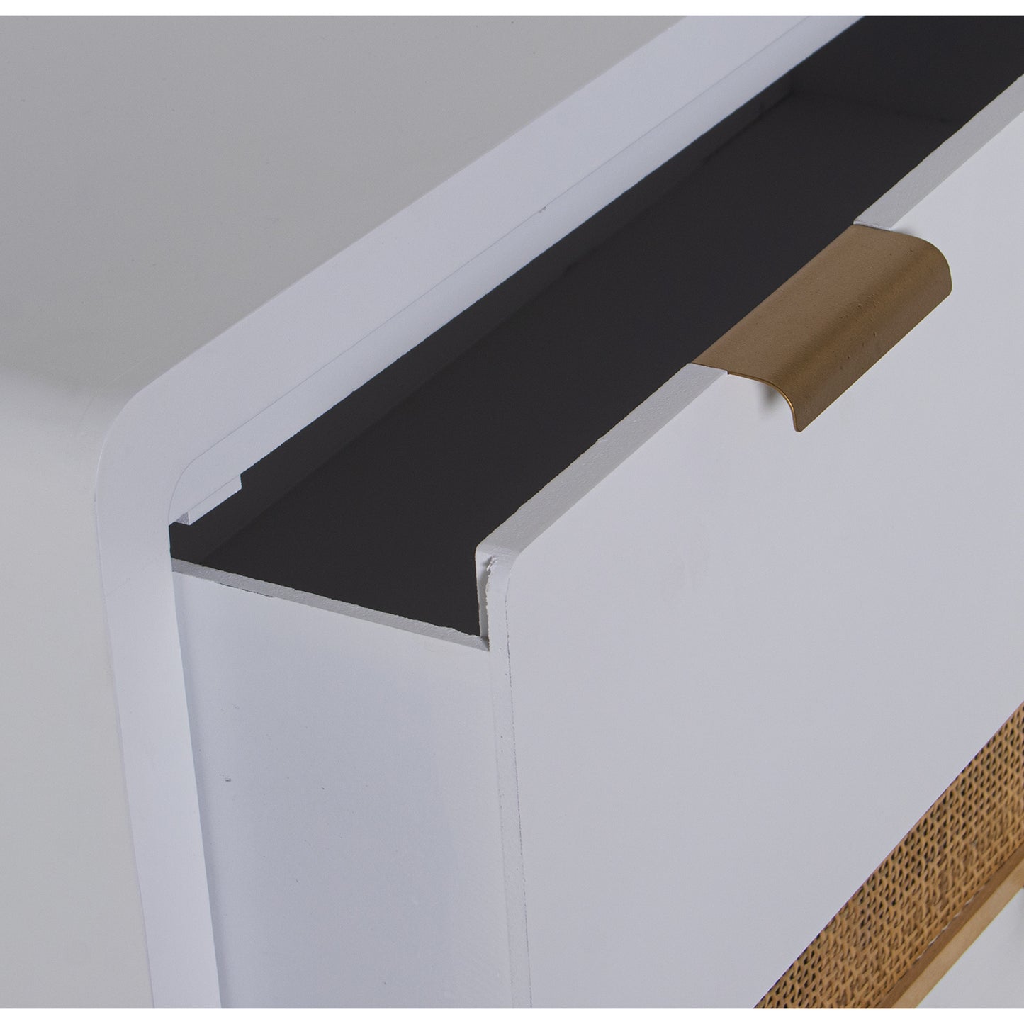 COMODA MADERA 3 CAJONES BLANCO /RATAN