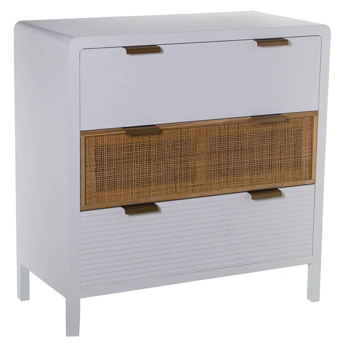COMODA MADERA 3 CAJONES BLANCO /RATAN