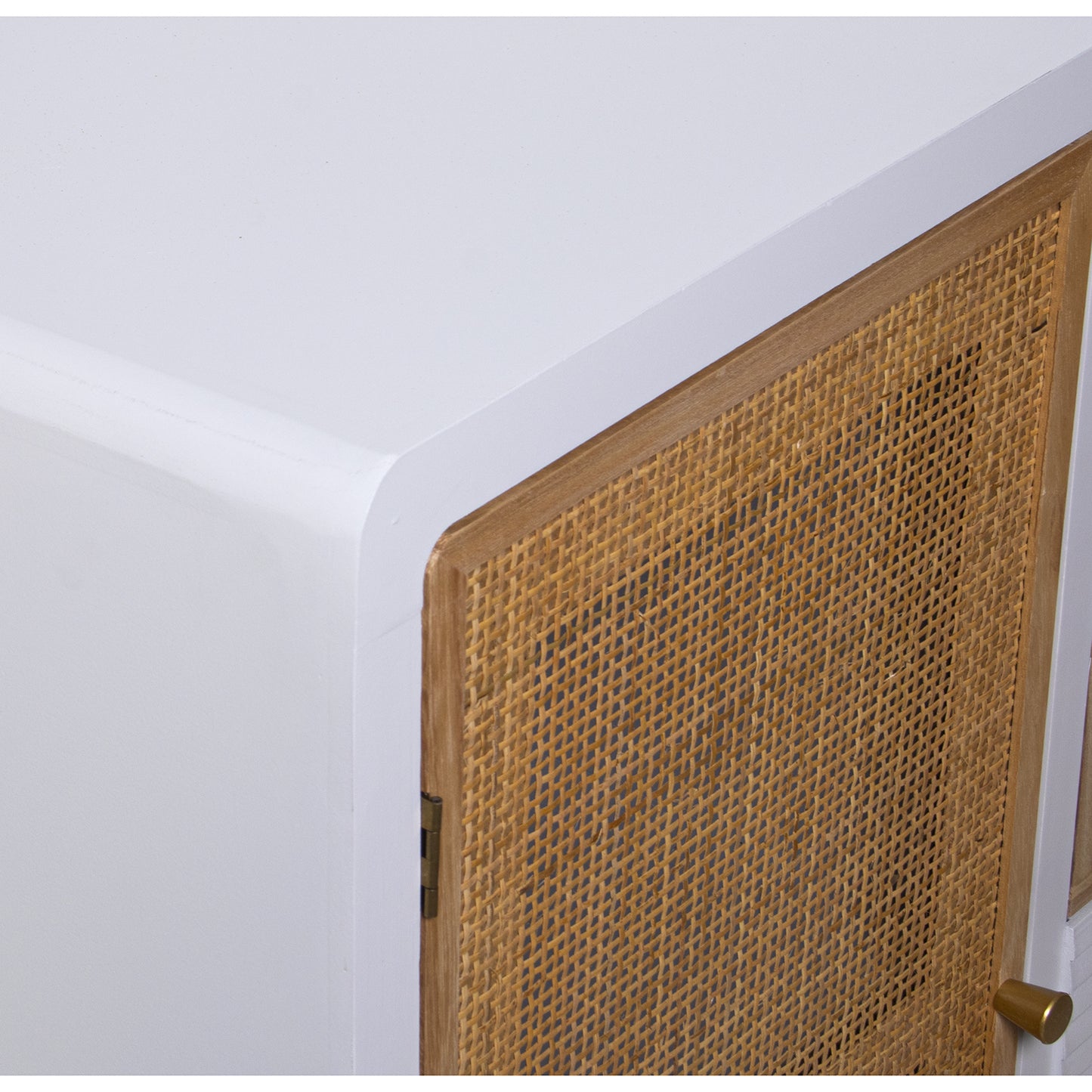 MUEBLE ENTRADA MADERA 4 CAJONE S+PUERTA BLANCO/RATAN