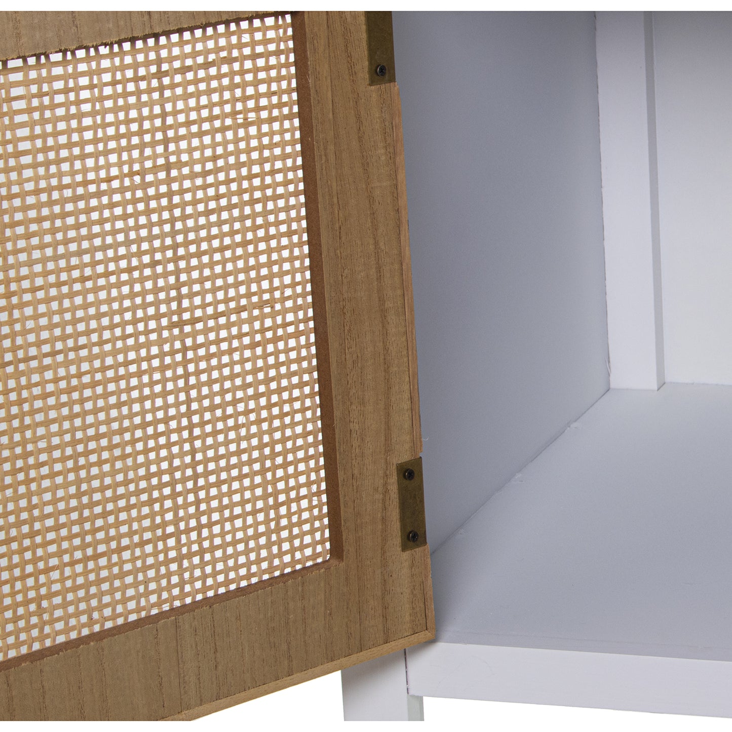 MUEBLE TV MADERA 2 CAJONES+PUE RTA BLANCO/RATAN