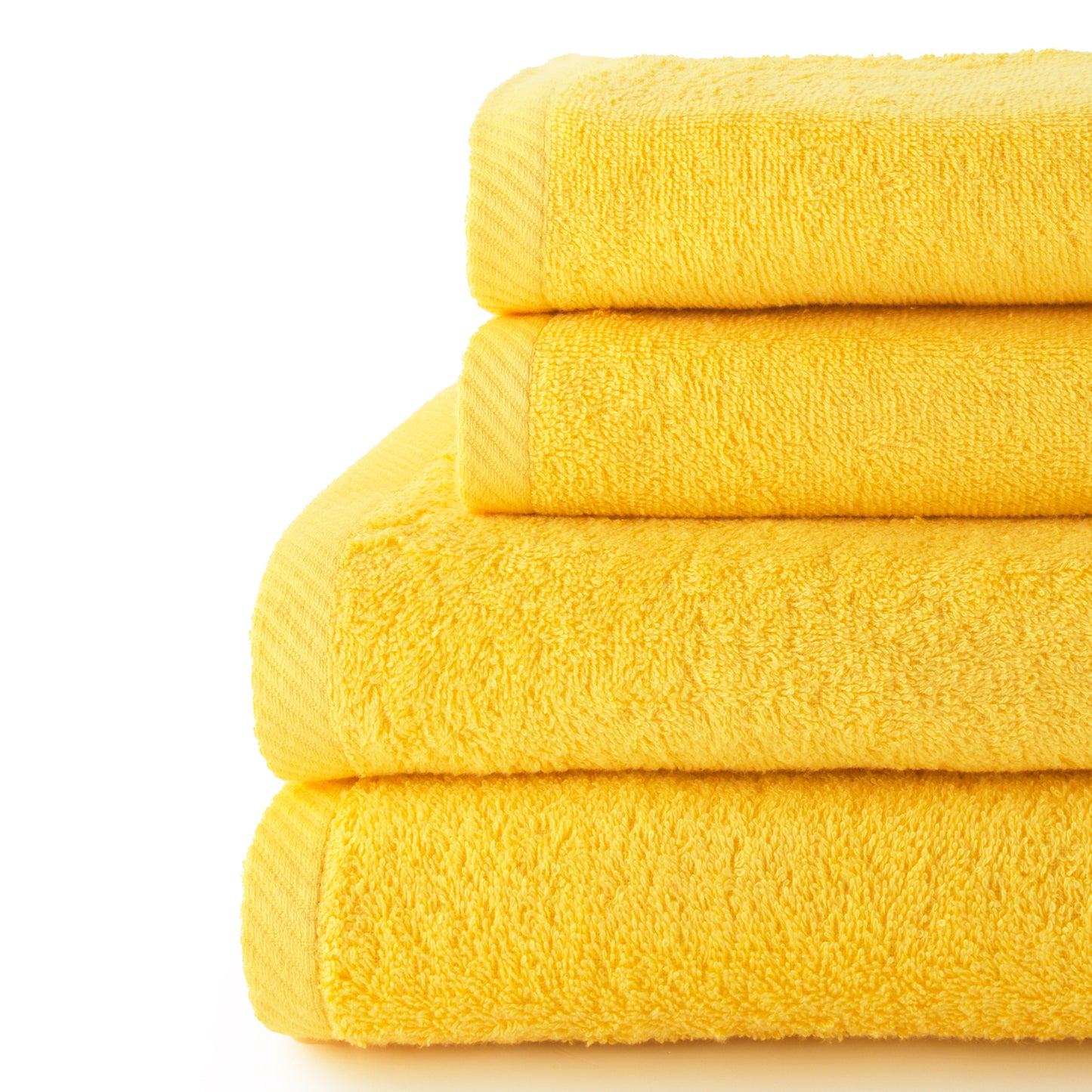 Set 4 Toallas piezas: 2 manos + 2 baño color limón