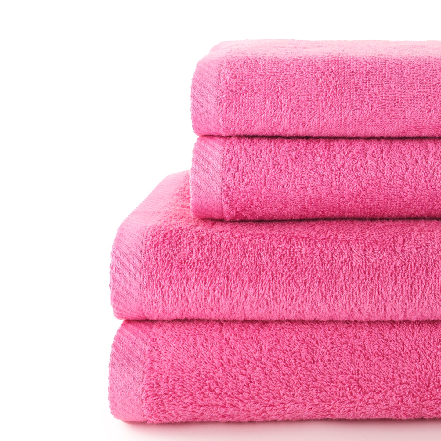 Set 4 Toallas piezas: 2 manos + 2 baño color fresa