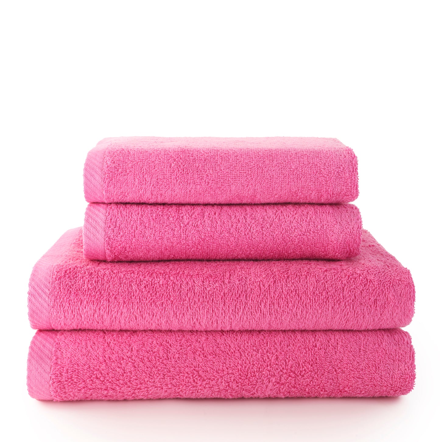 Set 4 Toallas piezas: 2 manos + 2 baño color fresa