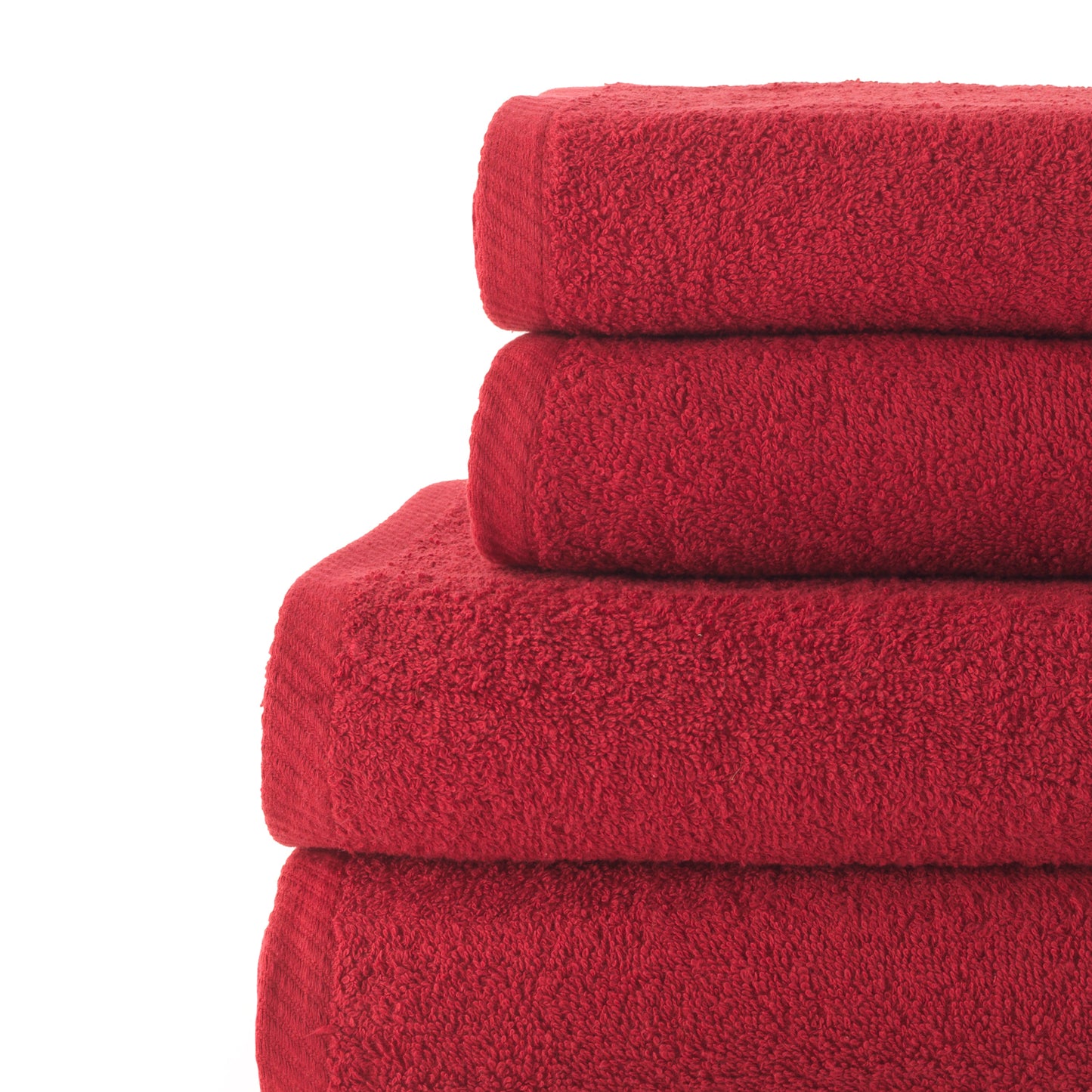 Set 4 Toallas piezas: 2 manos + 2 baño color granate