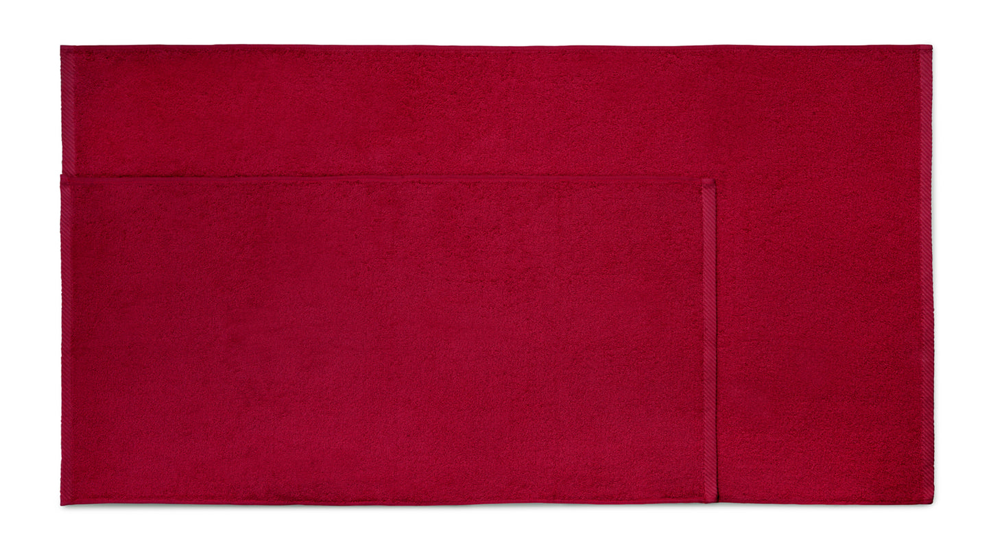 Set 4 Toallas piezas: 2 manos + 2 baño color granate