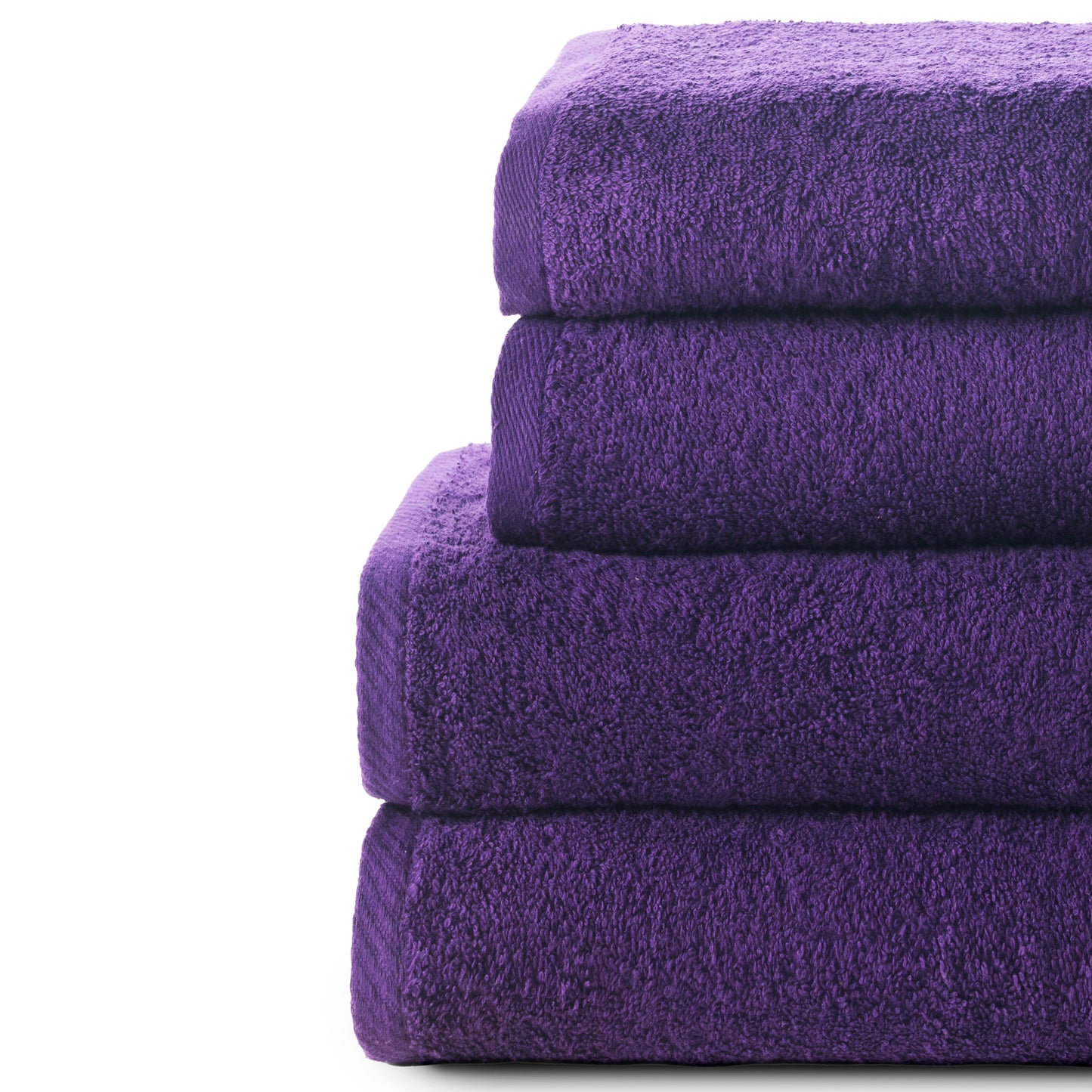 Set 4 Toallas piezas: 2 manos + 2 baño color morado
