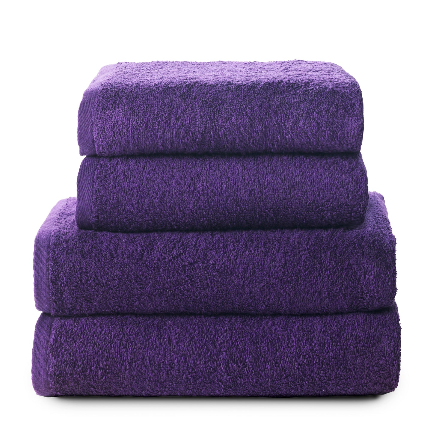 Set 4 Toallas piezas: 2 manos + 2 baño color morado
