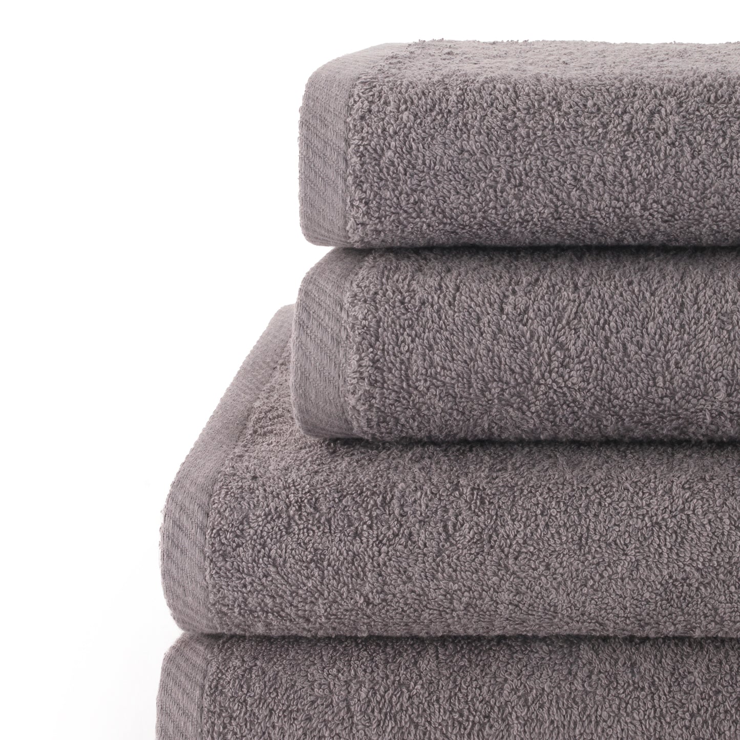 Set 4 Toallas piezas: 2 manos + 2 baño color gris