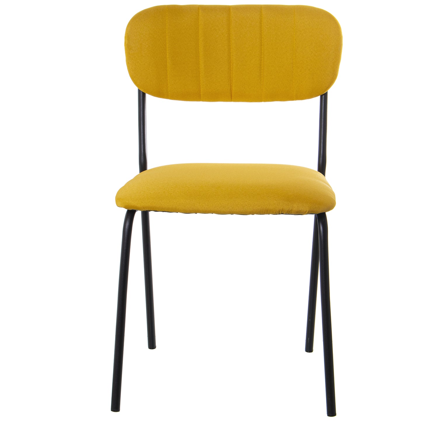 SILLA TAPIZADO TELA MOSTAZA: P ATAS METAL NEGRO