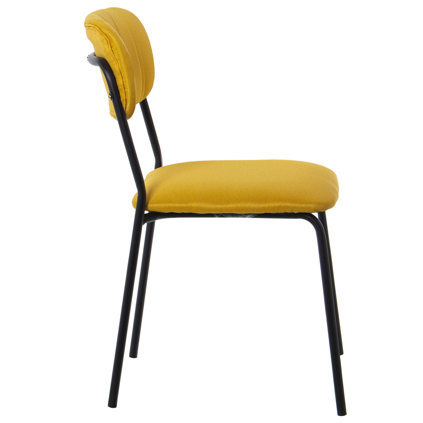 SILLA TAPIZADO TELA MOSTAZA: P ATAS METAL NEGRO