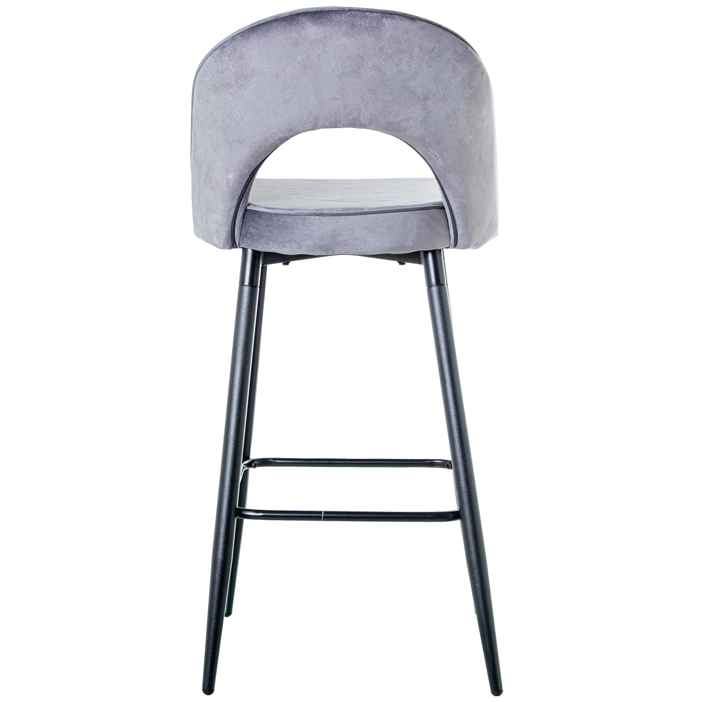 TABURETE TERCIOPELO GRIS PATAS METAL NEGRO