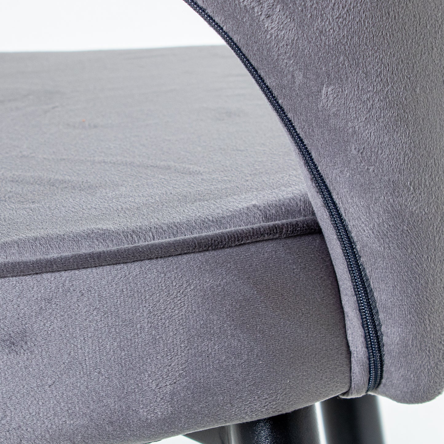 TABURETE TERCIOPELO GRIS PATAS METAL NEGRO