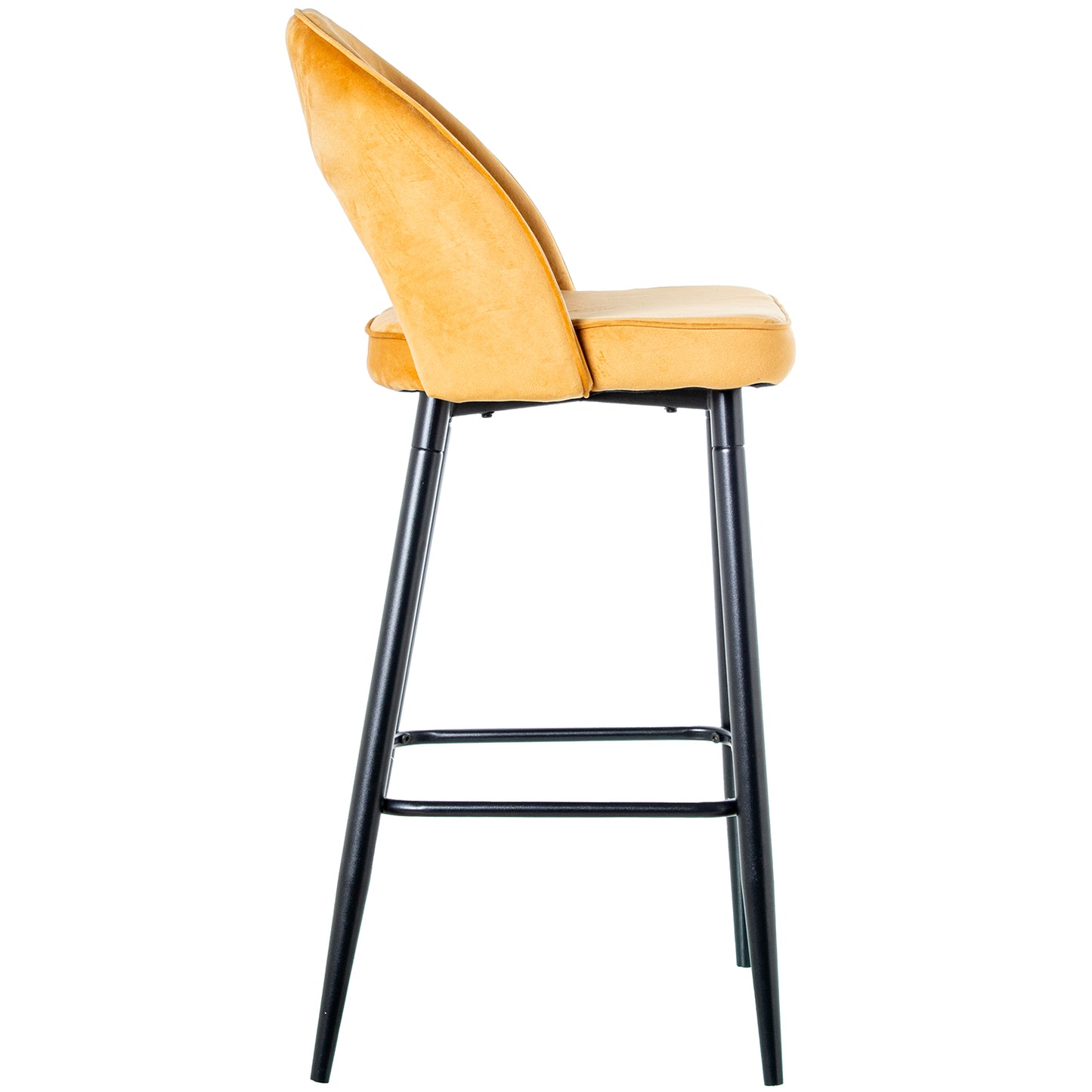 TABURETE TERCIOPELO MOSTAZA PA TAS METAL NEGRO