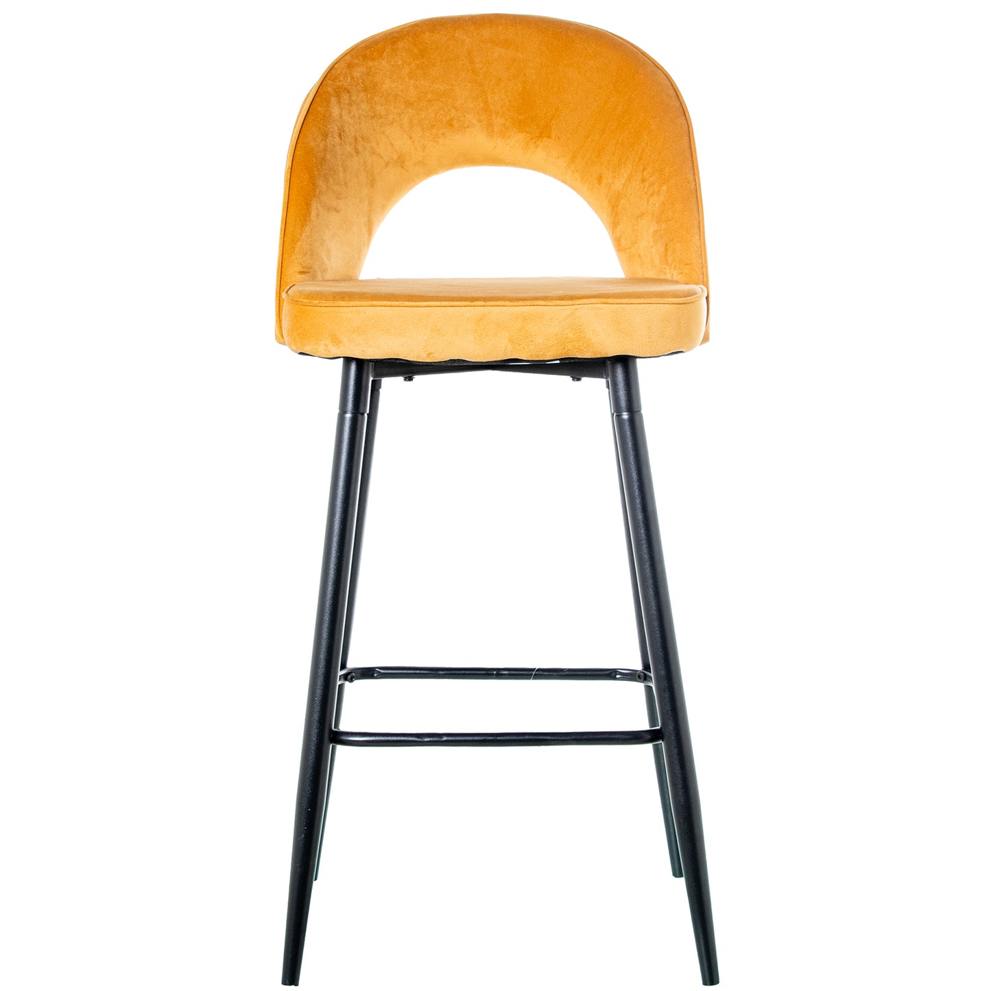 TABURETE TERCIOPELO MOSTAZA PA TAS METAL NEGRO