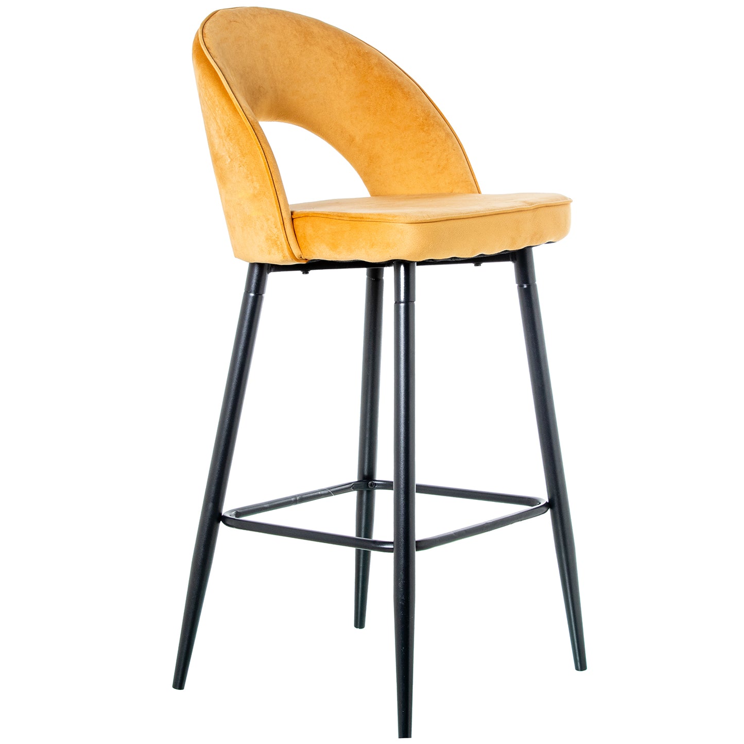 TABURETE TERCIOPELO MOSTAZA PA TAS METAL NEGRO