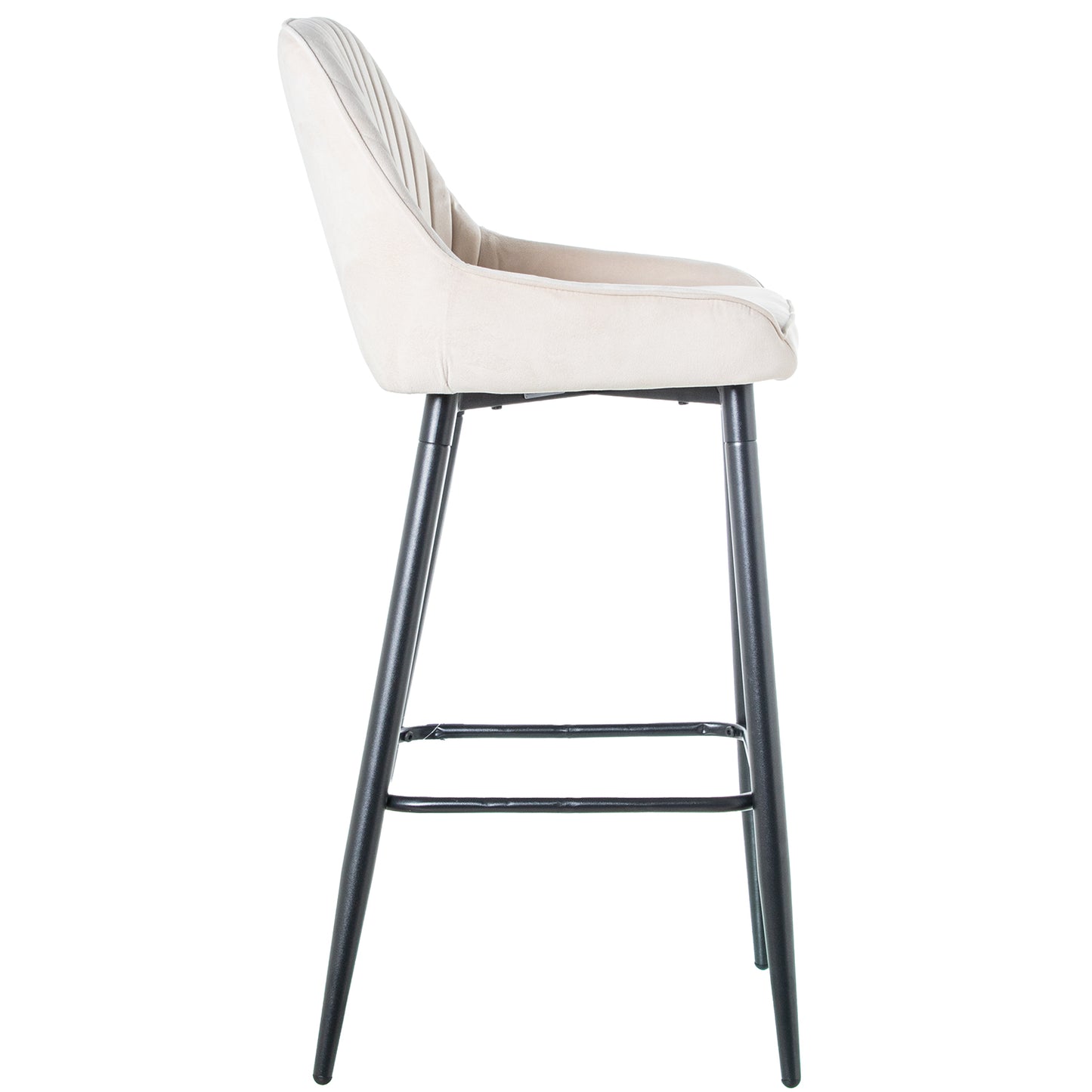 TABURETE TERCIOPELO BEIGE PATA S METAL NEGRO