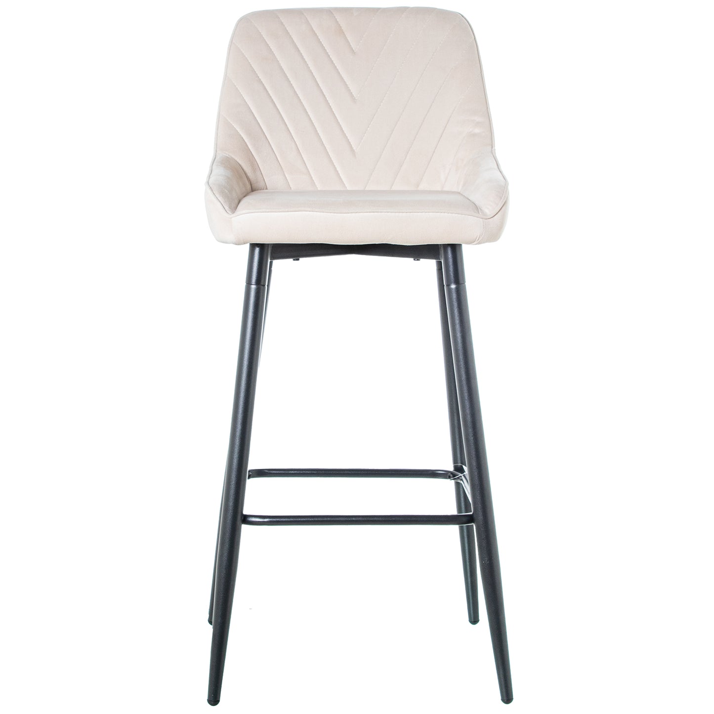 TABURETE TERCIOPELO BEIGE PATA S METAL NEGRO