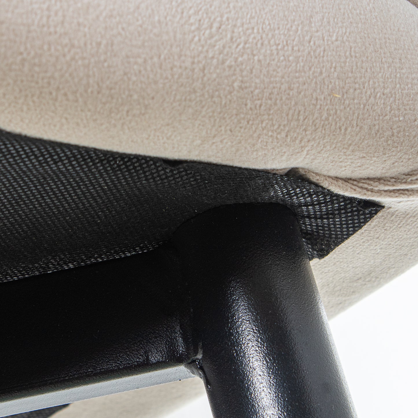 TABURETE TERCIOPELO BEIGE PATA S METAL NEGRO