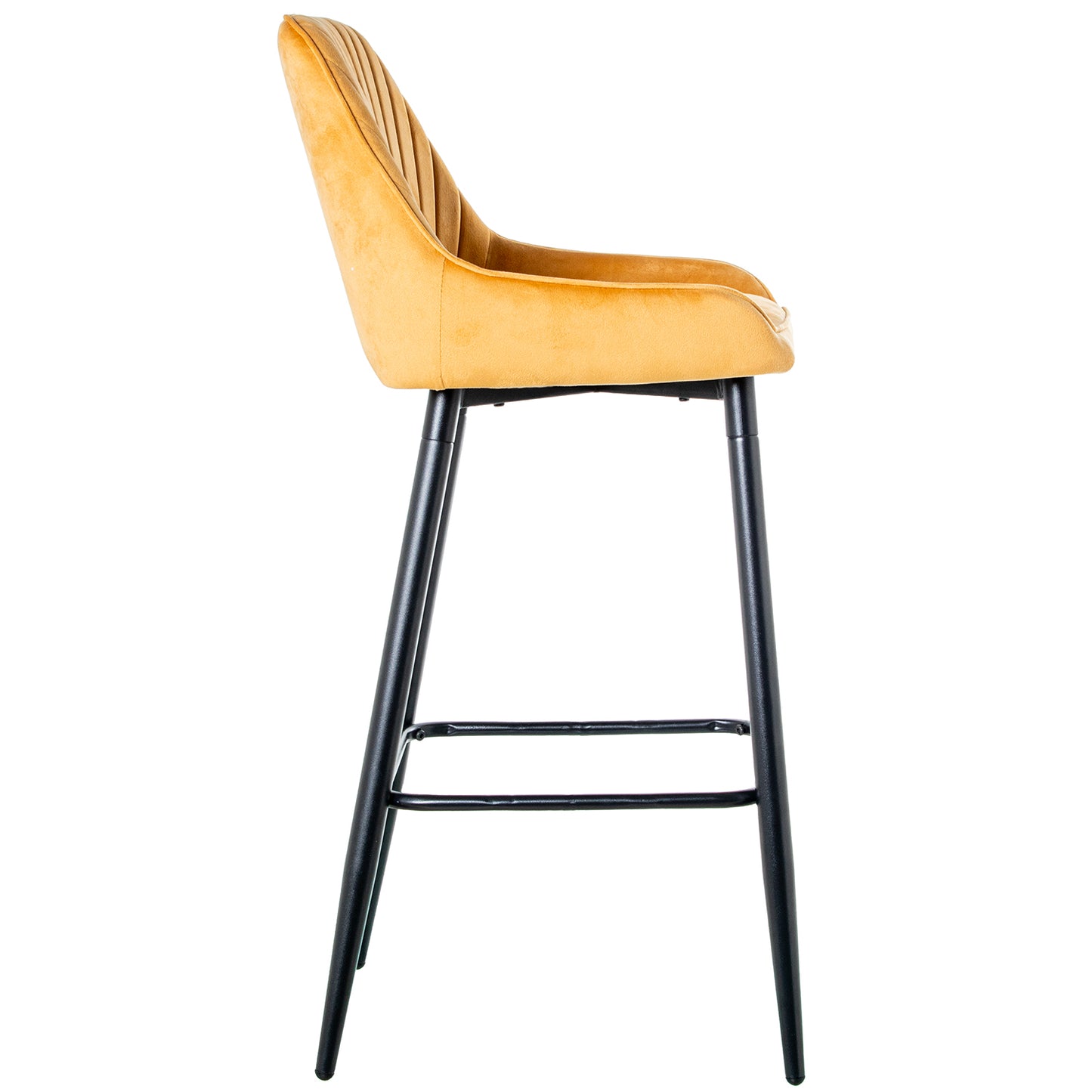 TABURETE TERCIOPELO MOSTAZA PA TAS METAL NEGRO