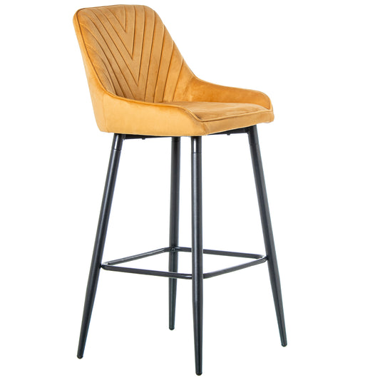 TABURETE TERCIOPELO MOSTAZA PA TAS METAL NEGRO