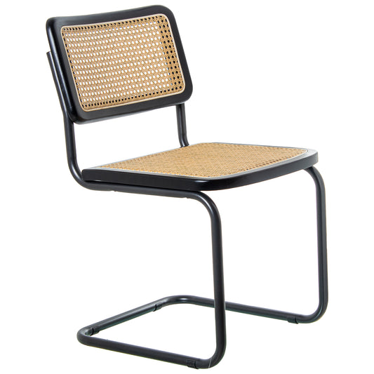 SILLA MADERA/MIMBRE PATAS META L NEGRO