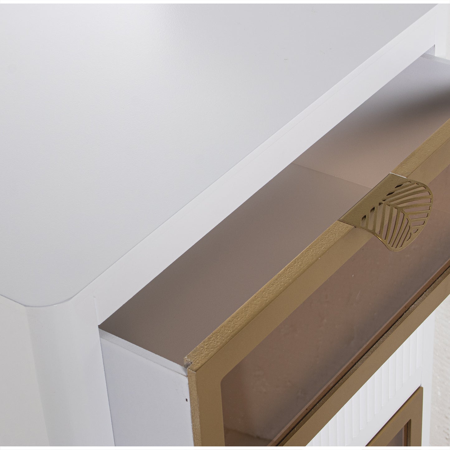 SIFONIER MADERA C/4 CAJONES BL ANCO/DORADO (2 CAJONES CRISTA