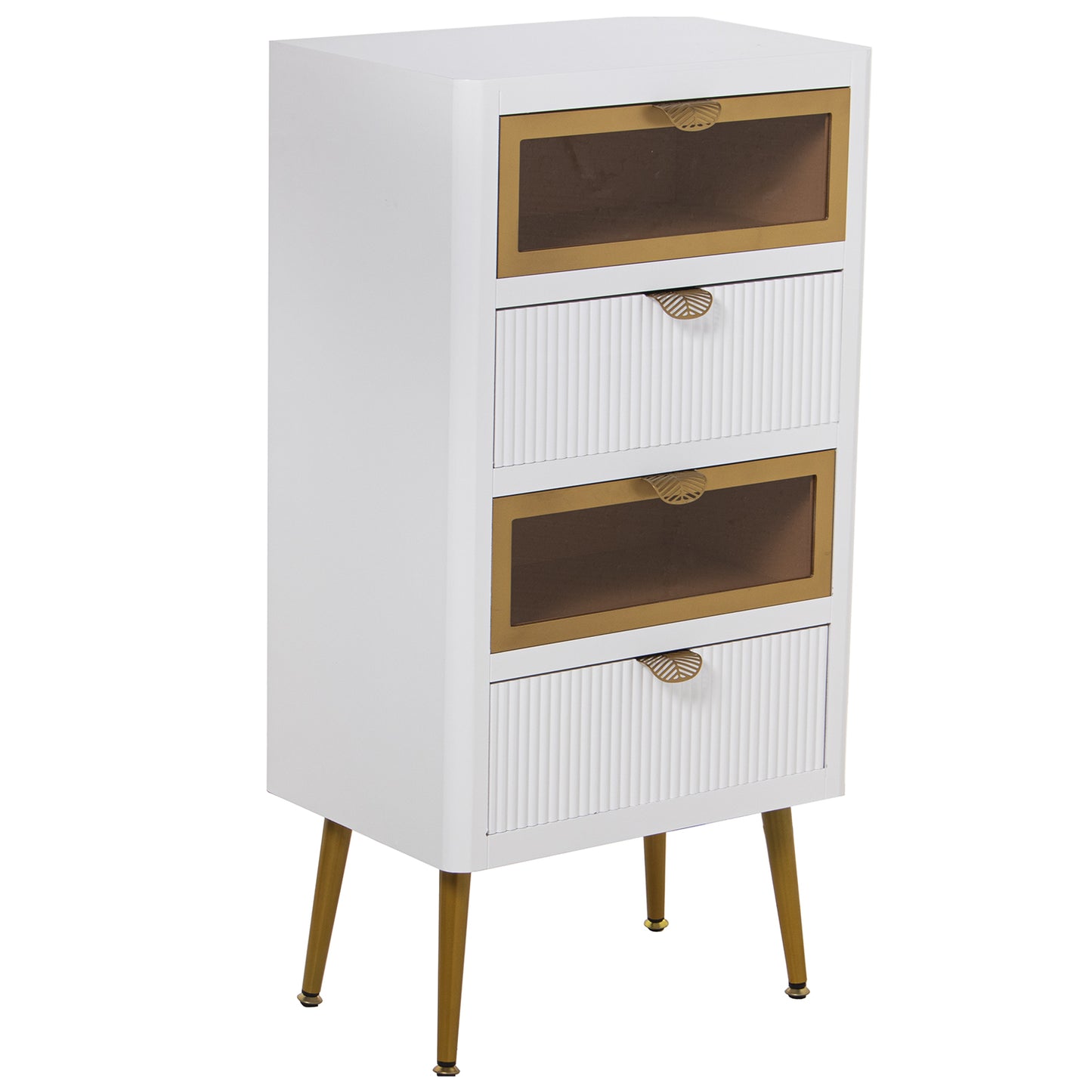 SIFONIER MADERA C/4 CAJONES BL ANCO/DORADO (2 CAJONES CRISTA