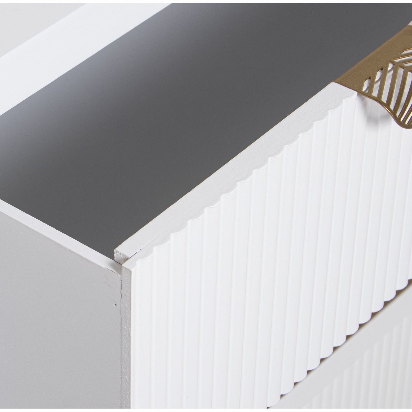 COMODA MADERA C/3 CAJONES BLAN CA/DORADA