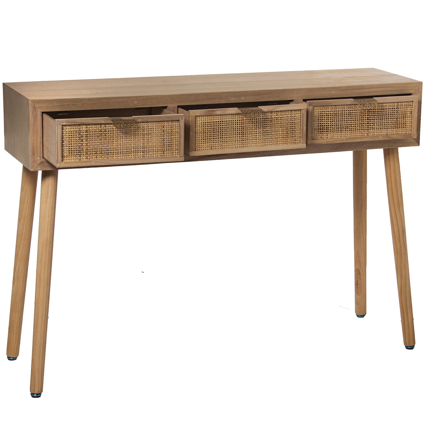 MESA ENTRADA MADERA C/3 CAJONE S RATAN NATURAL: PAULOWNIA+ DM