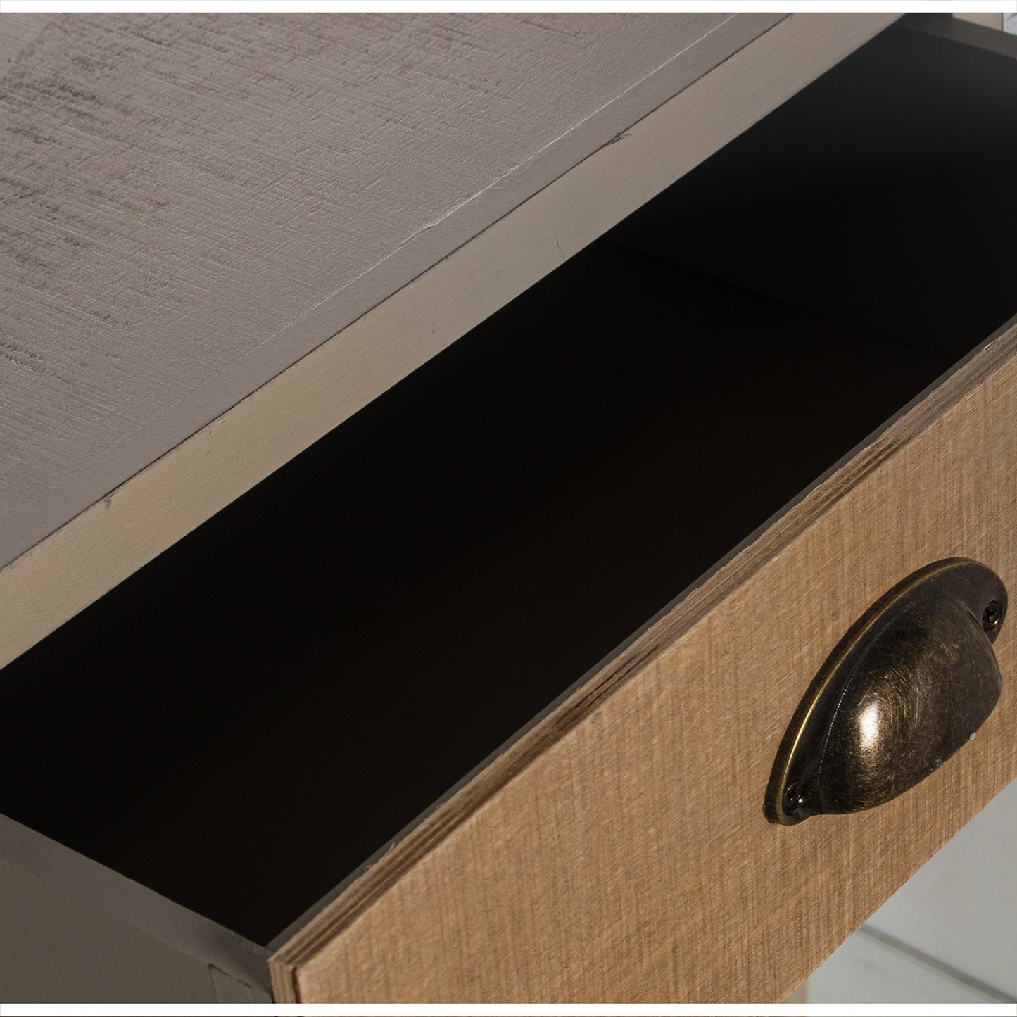 MESA ENTRADA MADERA C/5 CAJONE S: ABETO+CONTRACH.+ PATAS PINO